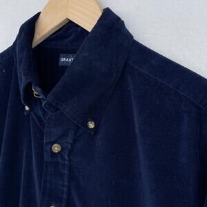 GRANT THOMAS Shirt Mens M Corduroy Long Sleeve Button Down Cotton Blue